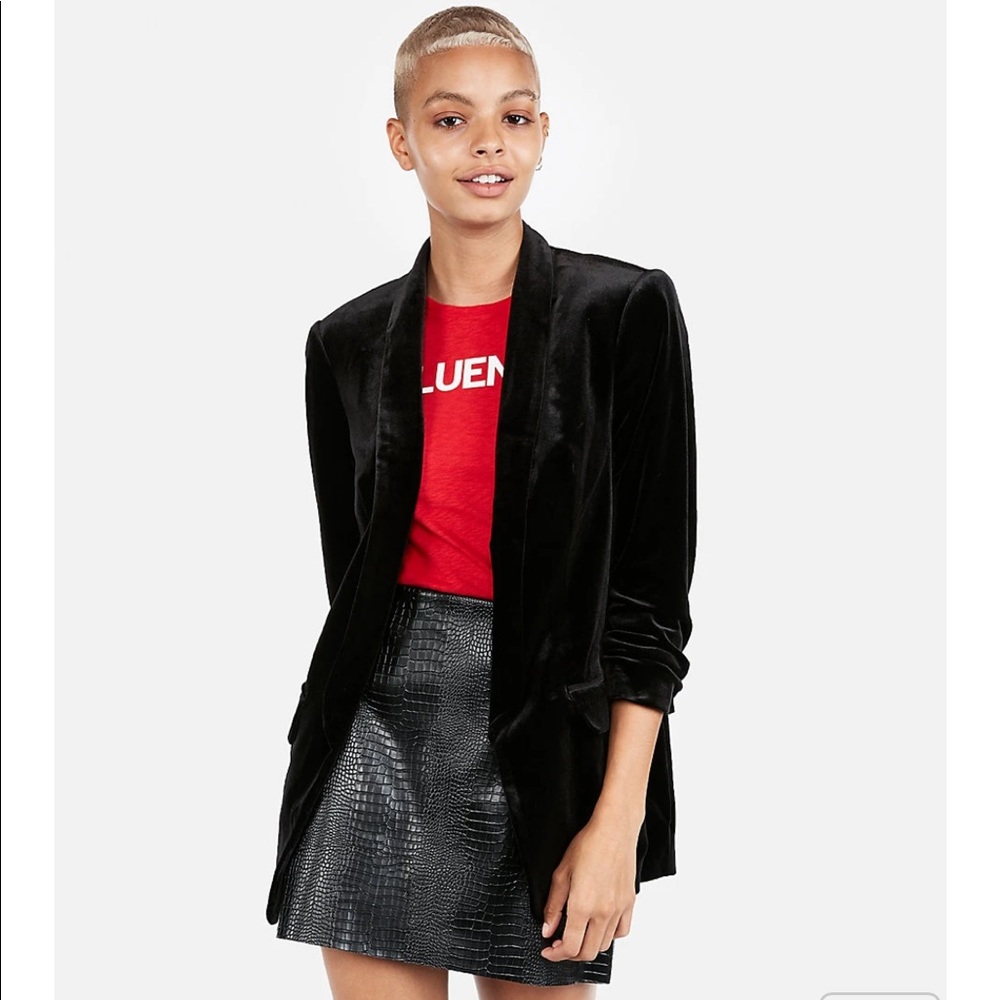 Express Shawl Collar Velvet Boyfriend Blazer black
